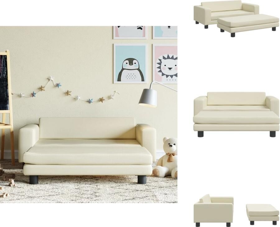 VidaXL Kinderbank Kinderbanken Kinder Bank Kinderbankje Kinderbank met voetensteun 100x50x30 cm kunstleer crèmekleurig