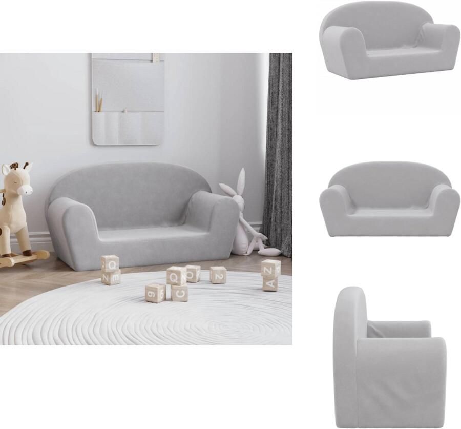 VidaXL Kinderbank Kinderbanken Kinderbankje Bank Kinderkamer Kinderbank 2-zits zacht pluche lichtgrijs
