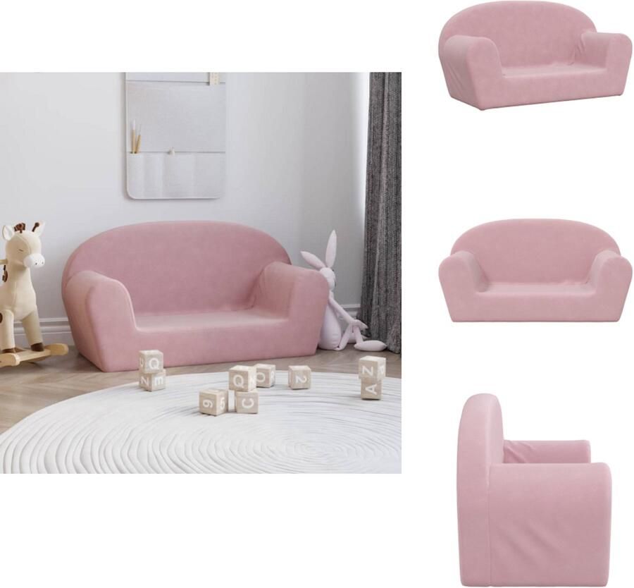 VidaXL Kinderbank Kinderbanken Kinderbankje Bank Kinderkamer Kinderbank 2-zits zacht pluche roze