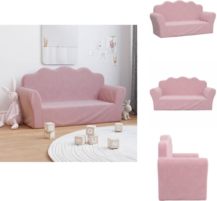 VidaXL Kinderbank Kinderbanken Kinderbankje Bank Kinderkamer Kinderbank 2-zits zacht pluche roze