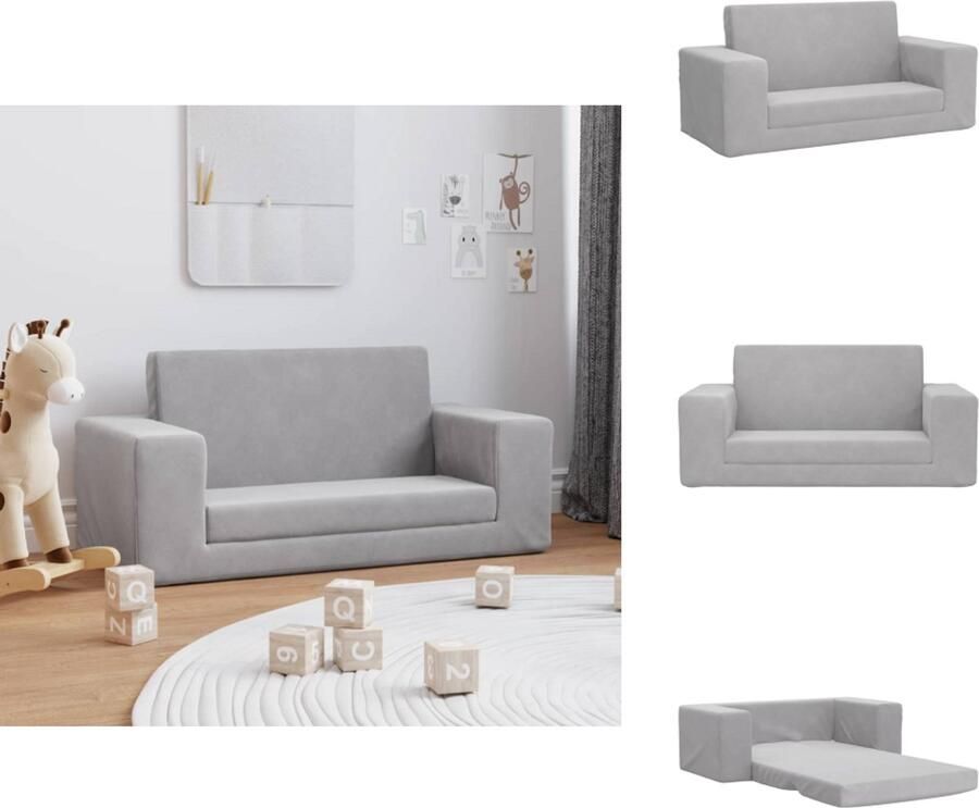 VidaXL Kinderbank Kinderbanken Kinderbankje Bank Kinderkamer Kinderslaapbank 2-zits zacht pluche lichtgrijs