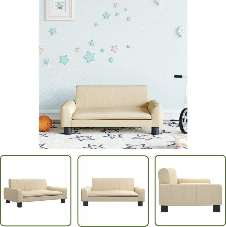 VidaXL Kinderbank Kinderstoel Kinderbank 70x45x30 cm stof crèmekleurig Kinder Meubels Speelhoek Kids Furniture
