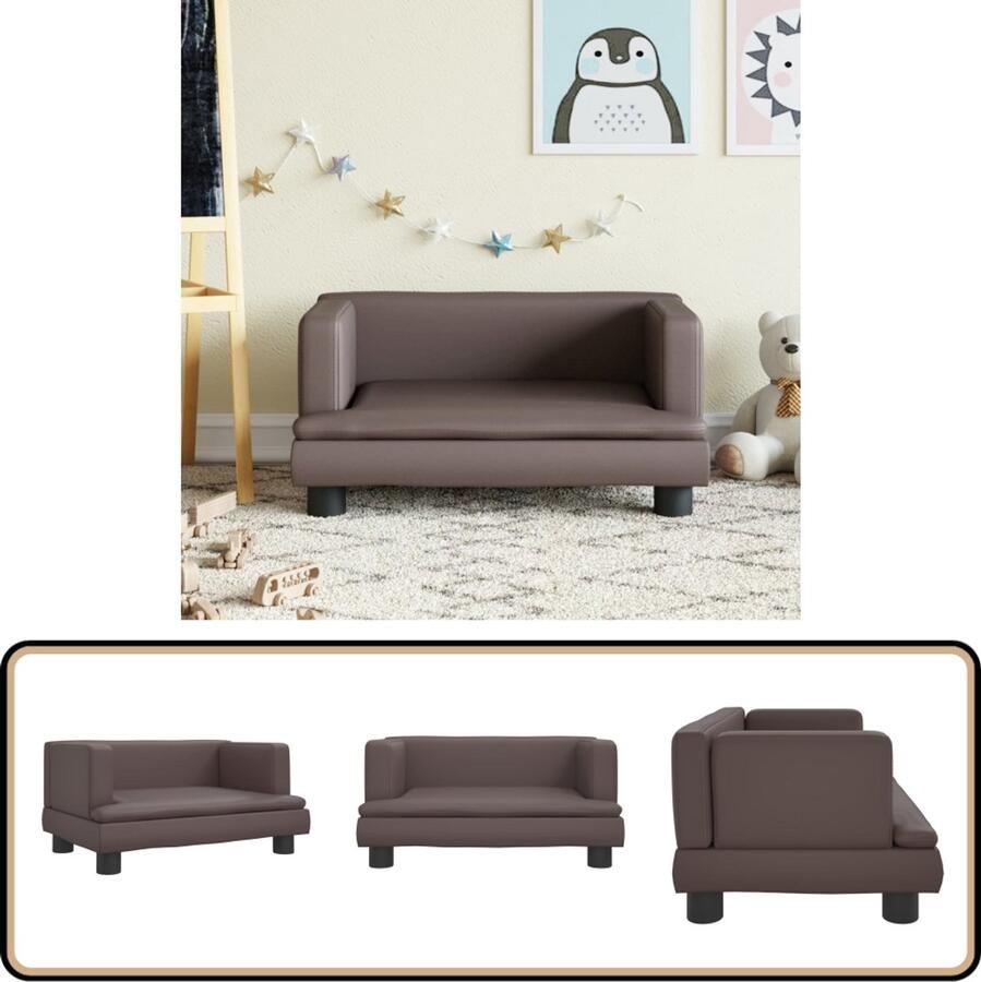 The Living Store Kinderbank 60x40x30 cm kunstleer bruin Kinderbank Kindermeubel Kidsstoel Stoel Voor Kinderen Bruin Meubilair