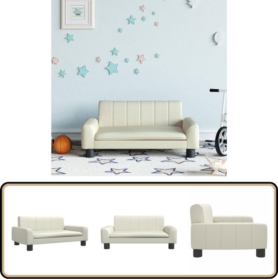 The Living Store Kinderbank 70x45x30 cm kunstleer crèmekleurig Kinderstoel Kinderbank Kids Stoel Speelhoek Meubilair Kinderkamer Decoratie