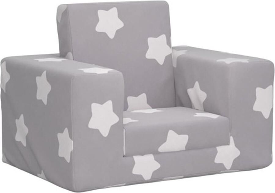 VIDAXL Kinderslaapbank met sterren zacht pluche lichtgrijs