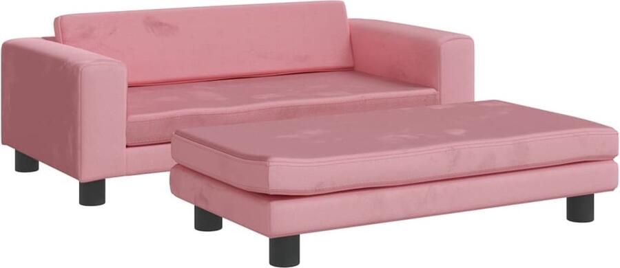 The Living Store Kinderbank met voetensteun 100x50x30 cm fluweel roze Kinderstoel Kindermeubel Kids Meubels Velvet Stoffen Roze Kinderfauteuil - Foto 2