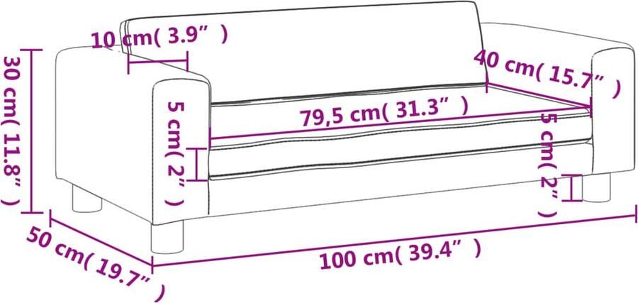 VidaXL Kinderbank met voetensteun 100x50x30 cm fluweel donkergrijs - Foto 4