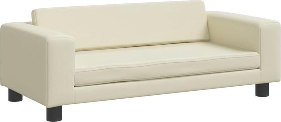 VidaXL Kinderbank met voetensteun 100x50x30 cm kunstleer crèmekleurig - Foto 4