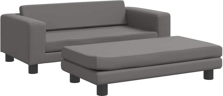 VidaXL Kinderbank met voetensteun 100x50x30 cm kunstleer grijs - Foto 3