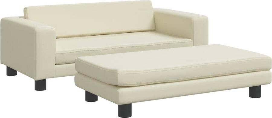 VidaXL Kinderbank Met voetensteun Crème Kunstleer Kinderstoel Kinderbank Kids Meubels Speelgoed Kamer Kinderkamer Decoratie