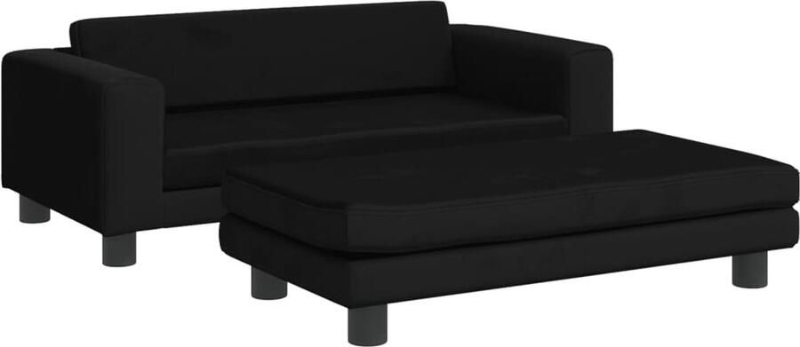 VidaXL Kinderbank met voetensteun Zwart Fluweel Kinderstoel Kindermeubel Kids Stoel Zwarte Kinderbank Velvet Kinderbank