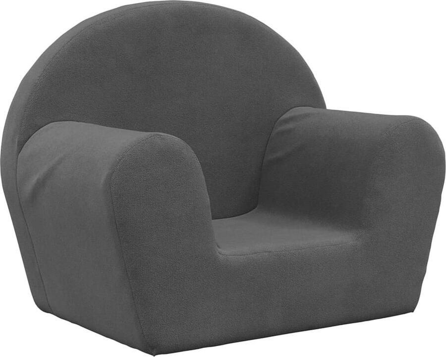 VidaXL Kinderbank Zacht Pluche Antraciet Kinderstoel Speelplek Kindermeubel Pluche Stoffen Kids Meubilair