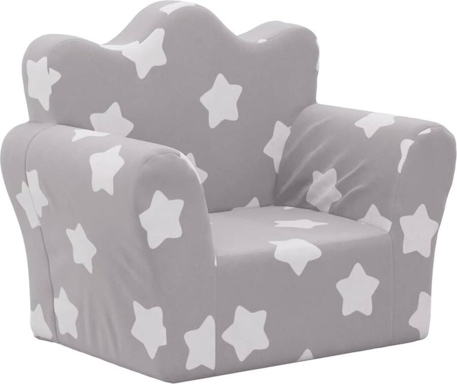 VidaXL Kinderbank Zacht Pluche Lichtgrijs met Sterren