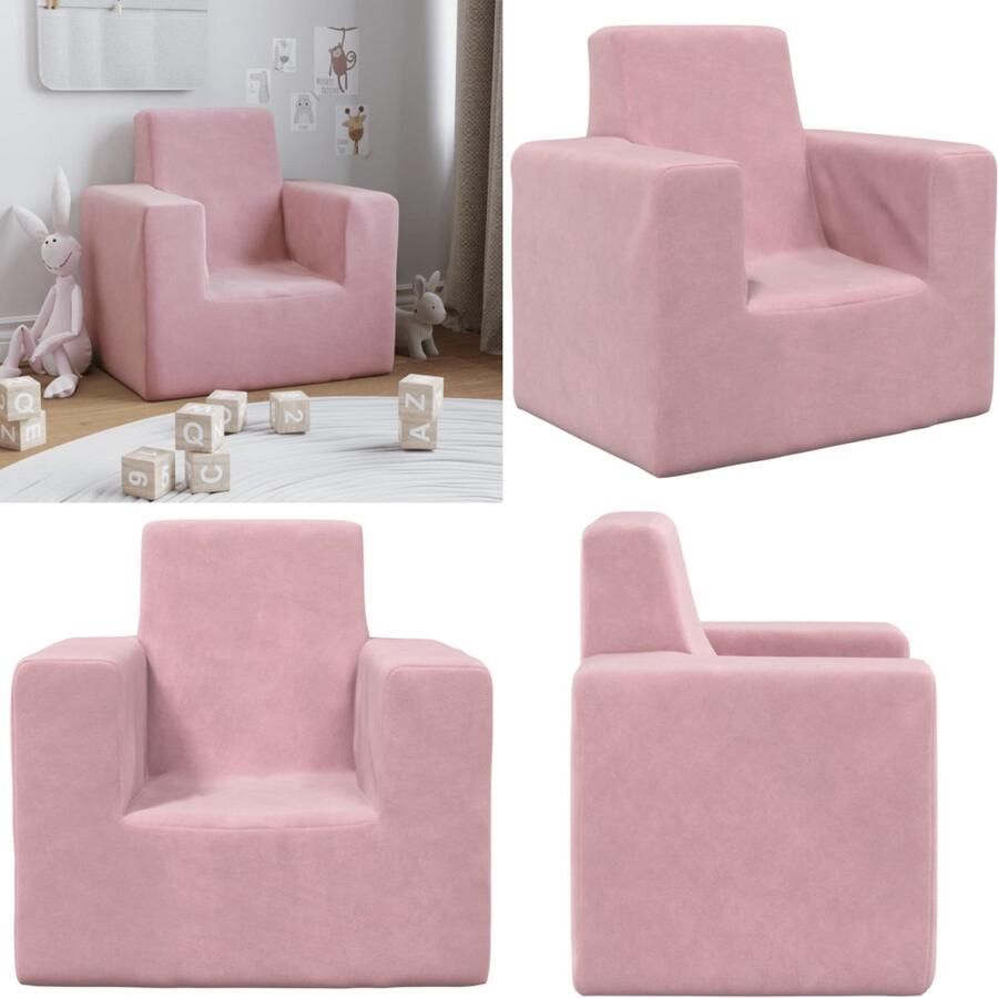 VidaXL Kinderbank zacht pluche roze Kinderbank Kinderbanken Kinder Bank Kinderbankje