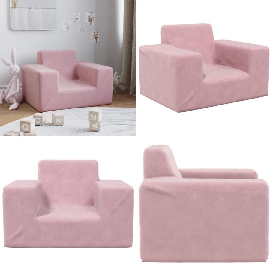 VidaXL Kinderbank zacht pluche roze Kinderbank Kinderbanken Kinder Bank Kinderbankje