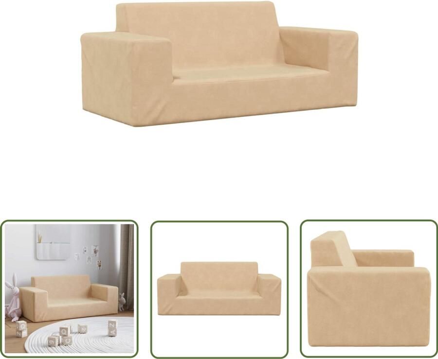 VidaXL Kinderbanken Kinderstoel Kinderbank 2-zits zacht pluche crèmekleurig Kids Furniture Stoel Voor Kinderen Pluche Bank
