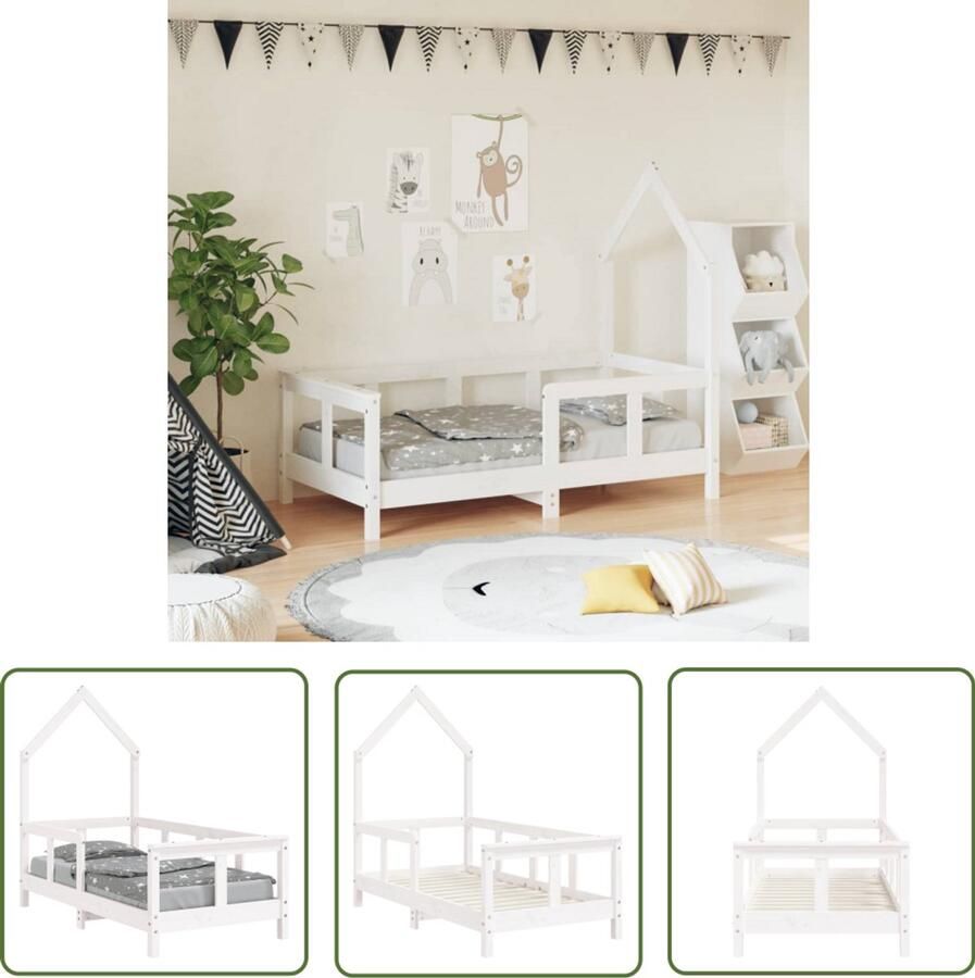 VidaXL Kinderbed 70x140 cm Wit Grenenhout Kinderbed Houten Bed Peuterbed Kidsbed Babybed