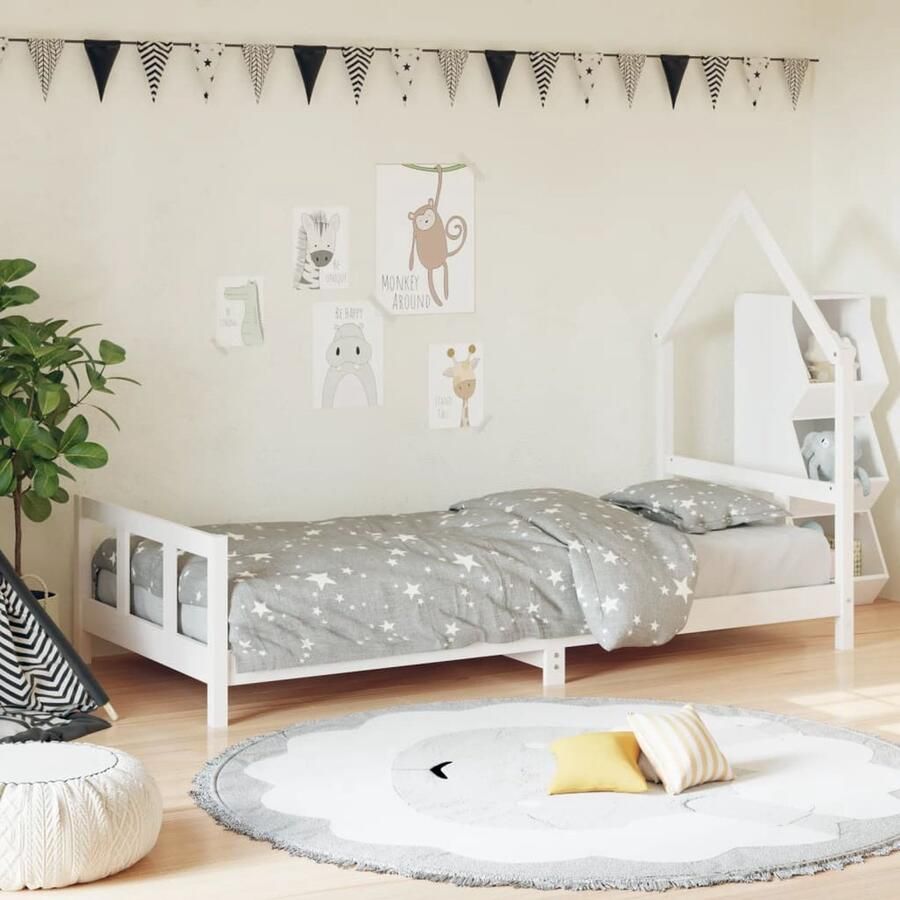 VidaXL Kinderbed 90x190 cm Grenenhout Wit Kinderbed Houten Bed Peuterbed Kids Bed Kinderkamer Slaapkamer Decoratie Slaap Accessoires - Foto 2