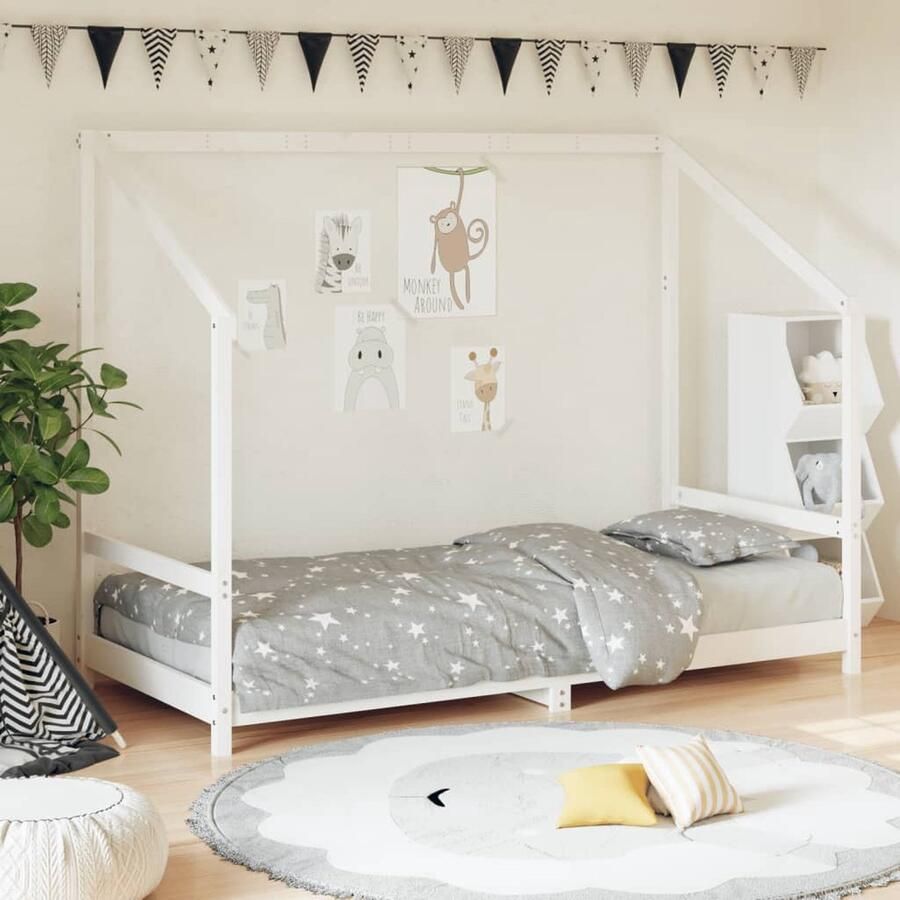 VidaXL Kinderbed 90x190 cm Grenenhout Wit Kinderbed Peuterbed Houten Bed Kids Bed Baby Kamer Slaapkamers Decoratie Grenenhout Bed Wit Bed Kinderkamer Meubels - Foto 2
