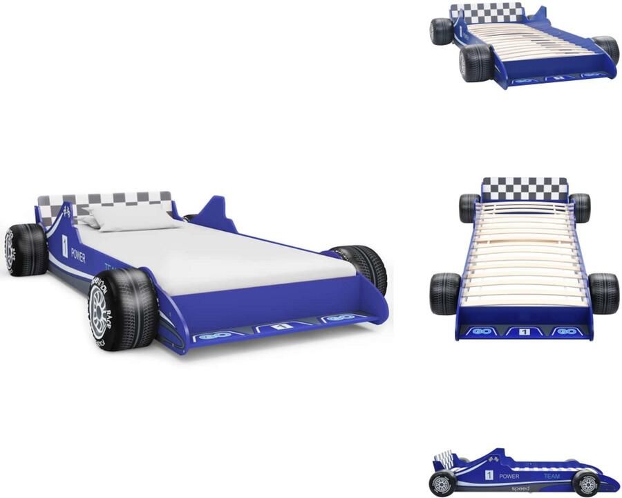 VidaXL Kinderbed Kinderbedden Bed Bedden Kinderbed raceauto blauw 90x200 cm