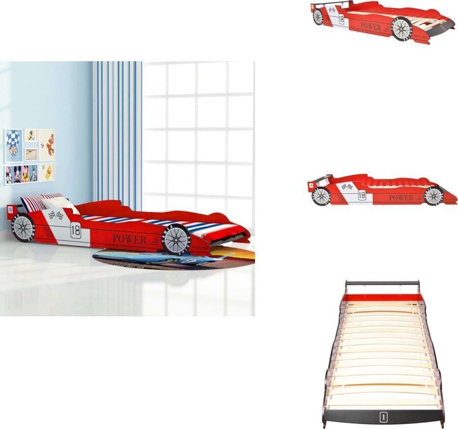 VidaXL Kinderbed Kinderbedden Bed Bedden Kinderbed raceauto rood 90x200 cm