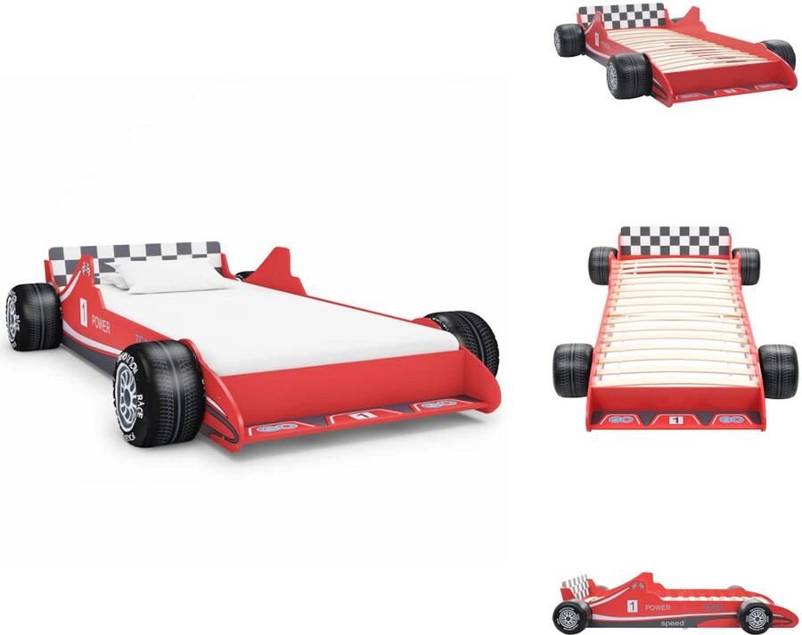 VidaXL Kinderbed Kinderbedden Bed Bedden Kinderbed raceauto rood 90x200 cm