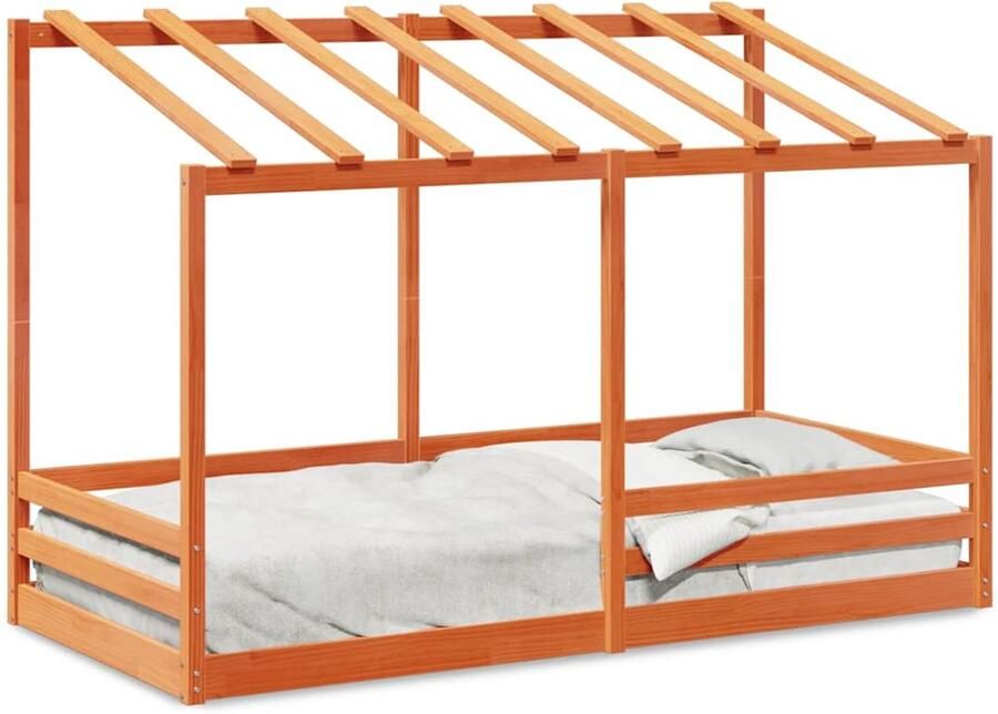 VidaXL Kinderbed met bedhuis 80x200 cm massief grenenhout wasbruin