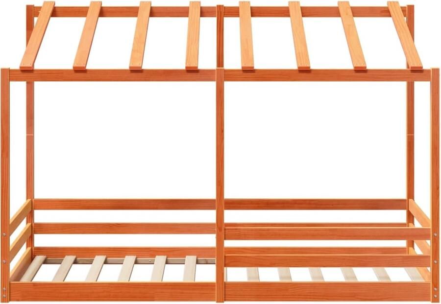 VidaXL Kinderbed met bedhuis 100x200 cm massief grenenhout wasbruin