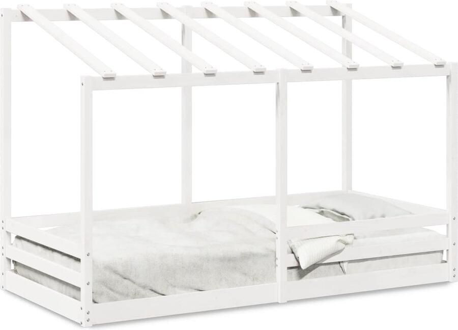 VidaXL Kinderbed met bedhuis 90x200 cm massief grenenhout wit
