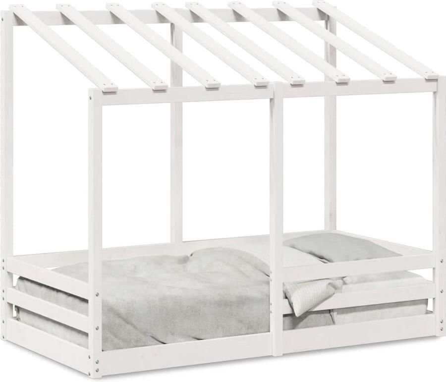 VidaXL Kinderbed met bedhuis 70x140 cm massief grenenhout wit - Foto 2