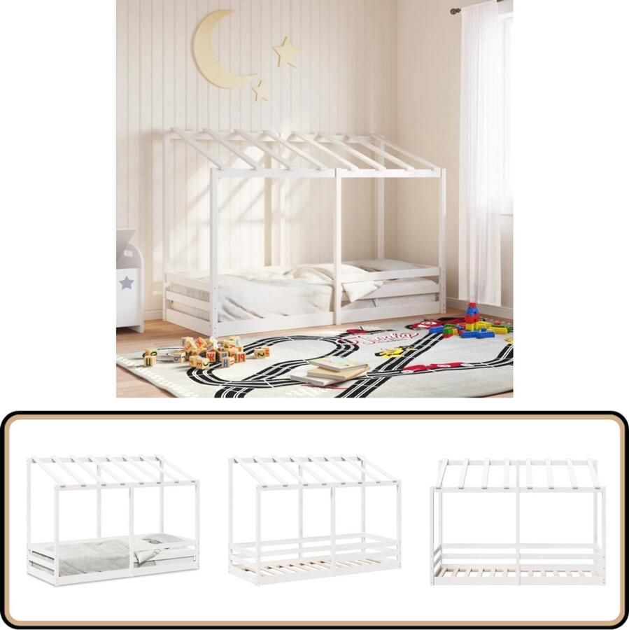 VidaXL Kinderbed met bedhuis 75x190 cm massief grenenhout wit