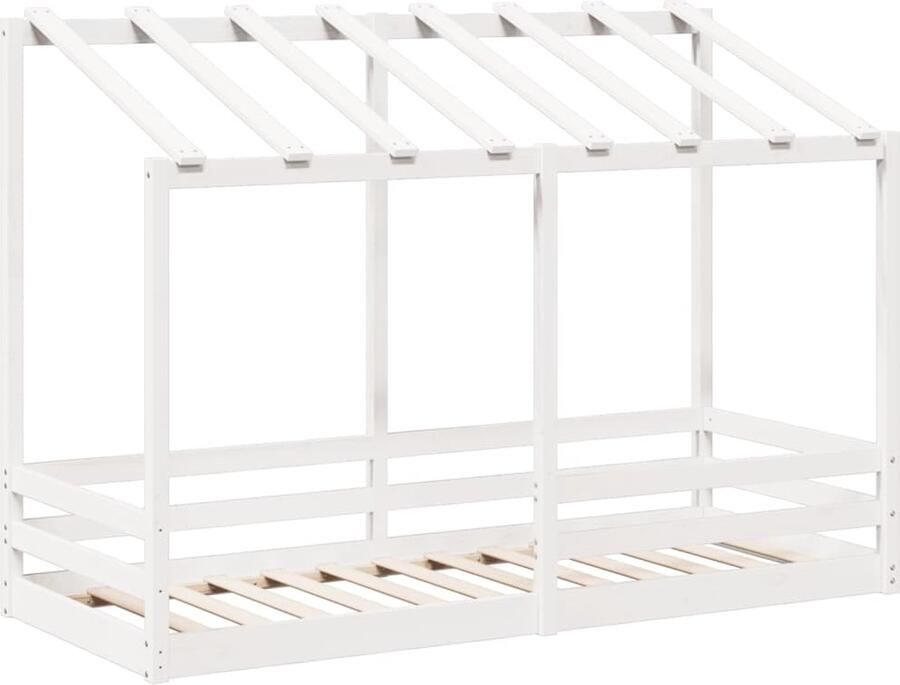 VidaXL Kinderbed met bedhuis 75x190 cm massief grenenhout wit