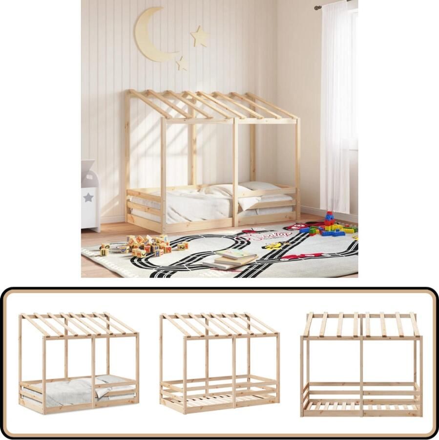VidaXL Kinderbed met bedhuis 80x160 cm massief grenenhout