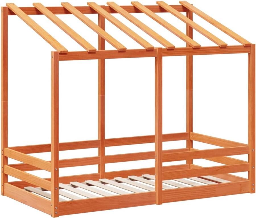 VidaXL Kinderbed met bedhuis 80x160 cm massief grenenhout wasbruin