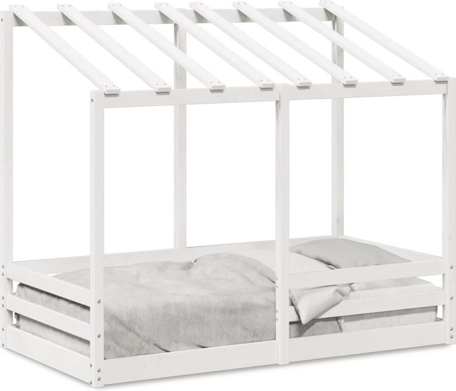 VidaXL Kinderbed met bedhuis 80x160 cm massief grenenhout wit