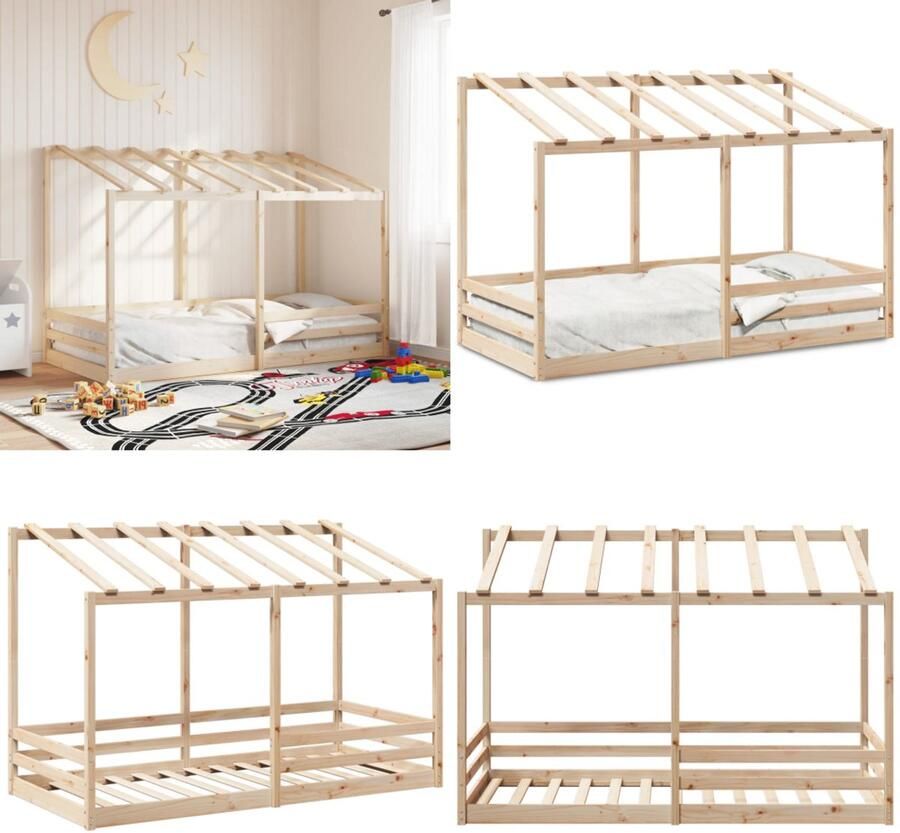 VidaXL Kinderbed met bedhuis 80x200 cm massief grenenhout wit Kinderbedframe Kinderbedframes Kinderbed Peuterbed