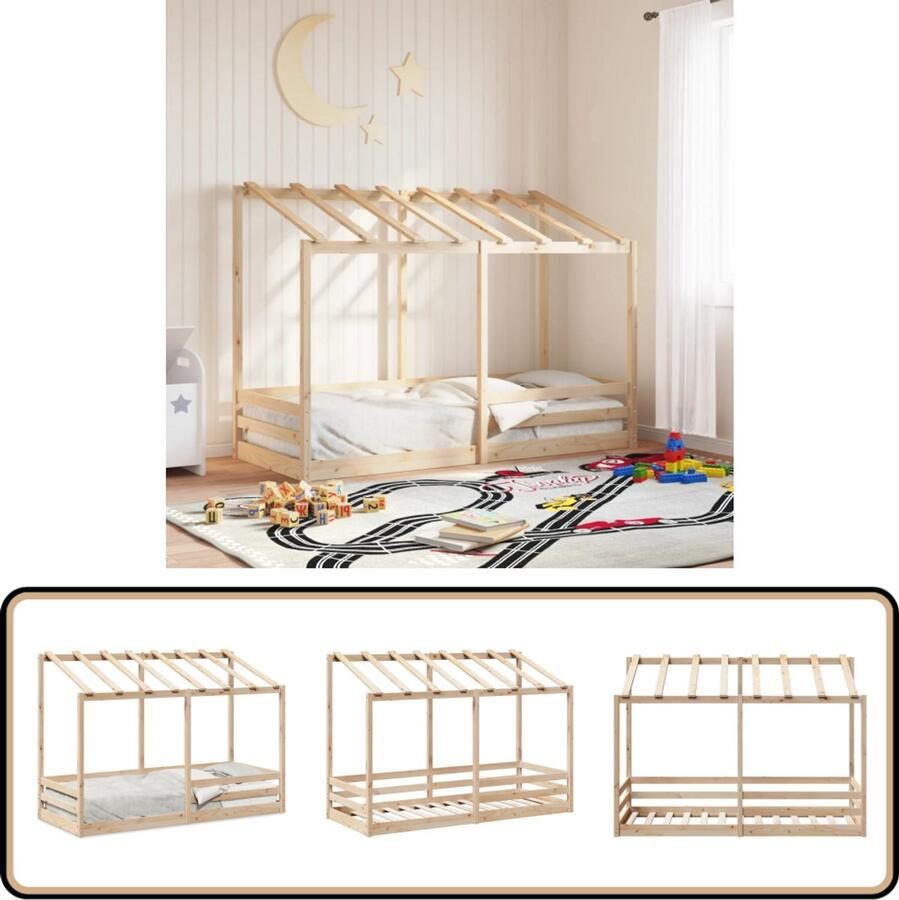 VidaXL Kinderbed met bedhuis 90x190 cm massief grenenhout
