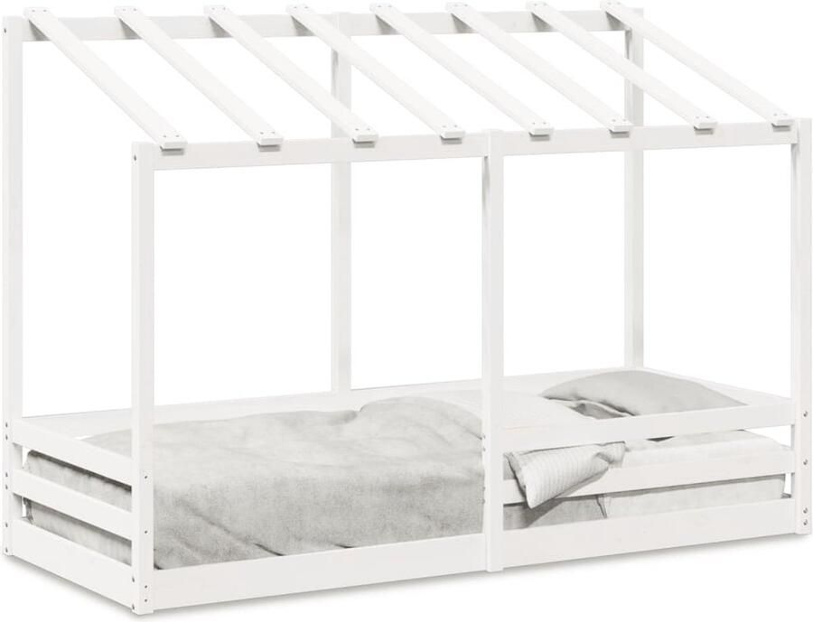 VidaXL Kinderbed met bedhuis 90x190 cm massief grenenhout wit - Foto 2