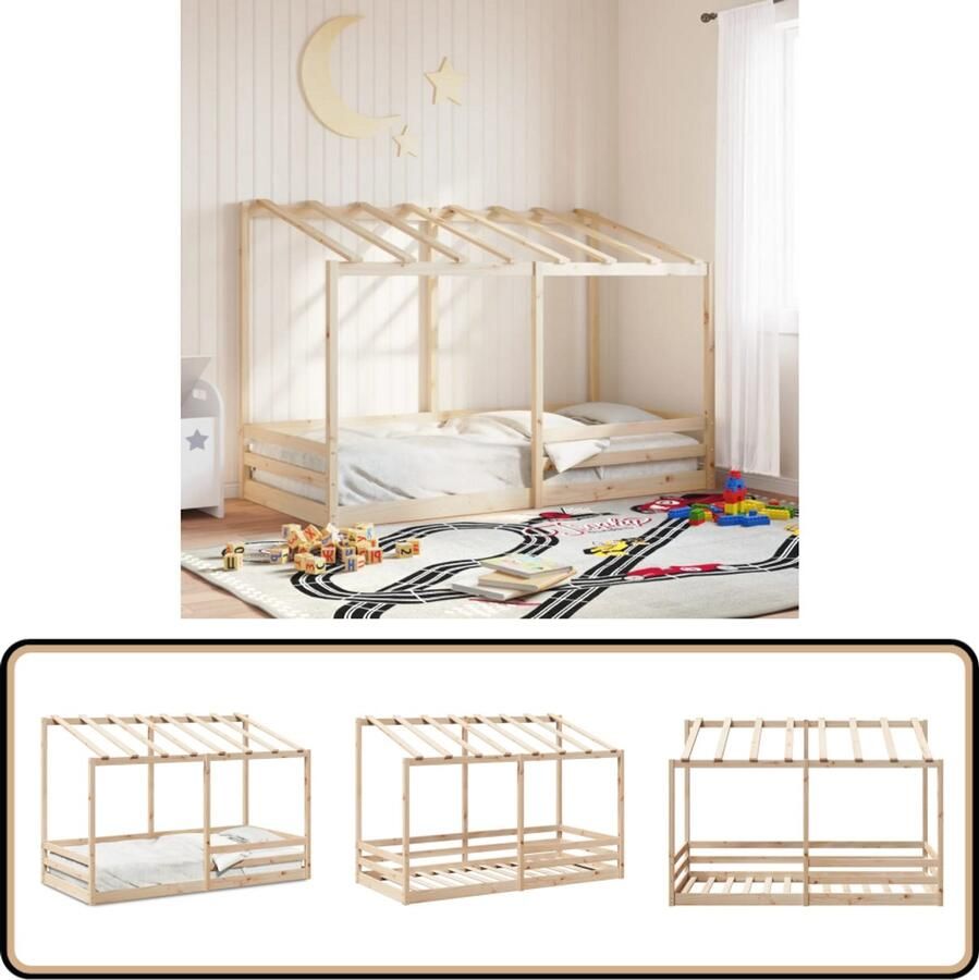 VidaXL Kinderbed met bedhuis 90x200 cm massief grenenhout
