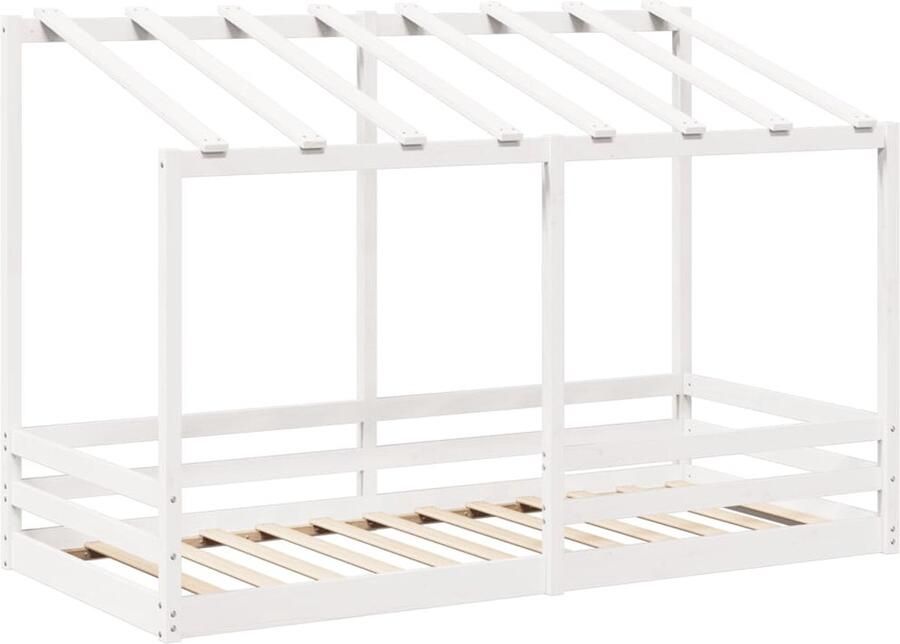 VidaXL Kinderbed met bedhuis 90x200 cm massief grenenhout wit - Foto 2
