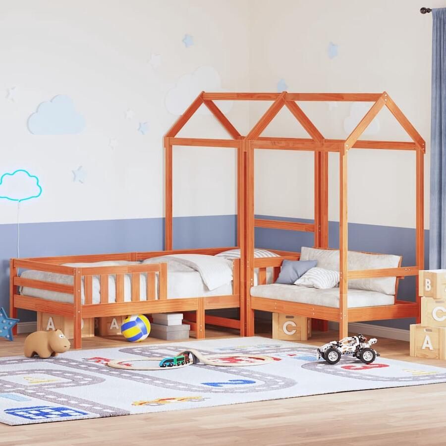 VidaXL Kinderbed met dak massief grenenhout wasbruin 75x190 cm - Foto 2