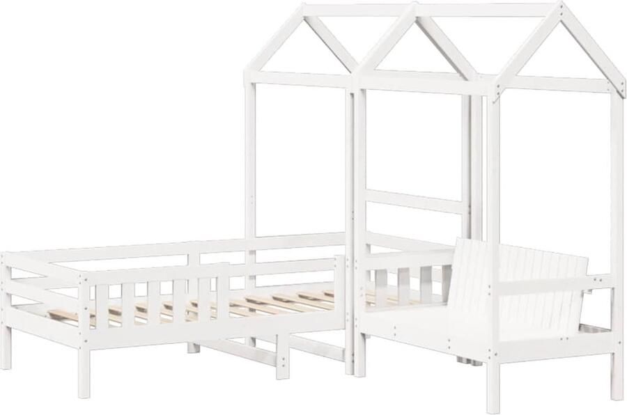 VidaXL Kinderbed met dak massief grenenhout wit 75x190 cm
