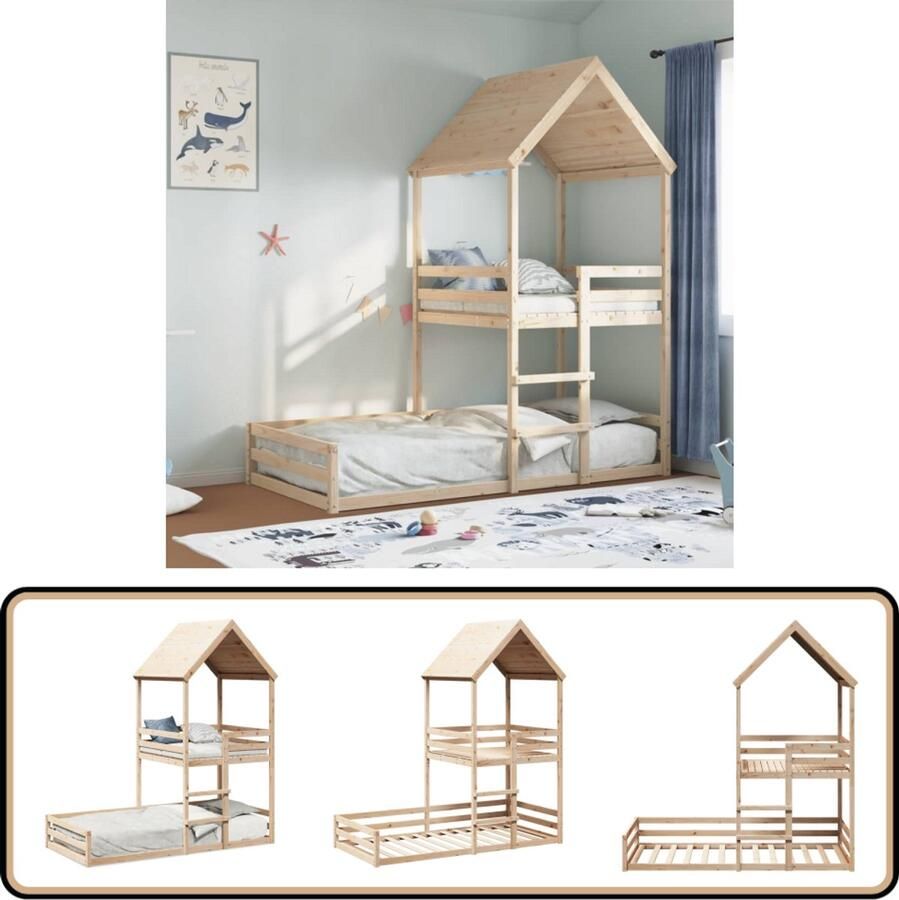 VidaXL Kinderbed met huisje massief grenenhout 80x200 cm