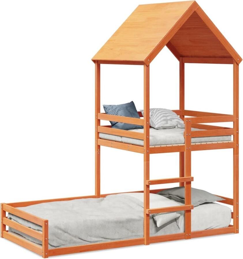 VidaXL Kinderbed met huisje massief grenenhout wasbruin 80x200 cm