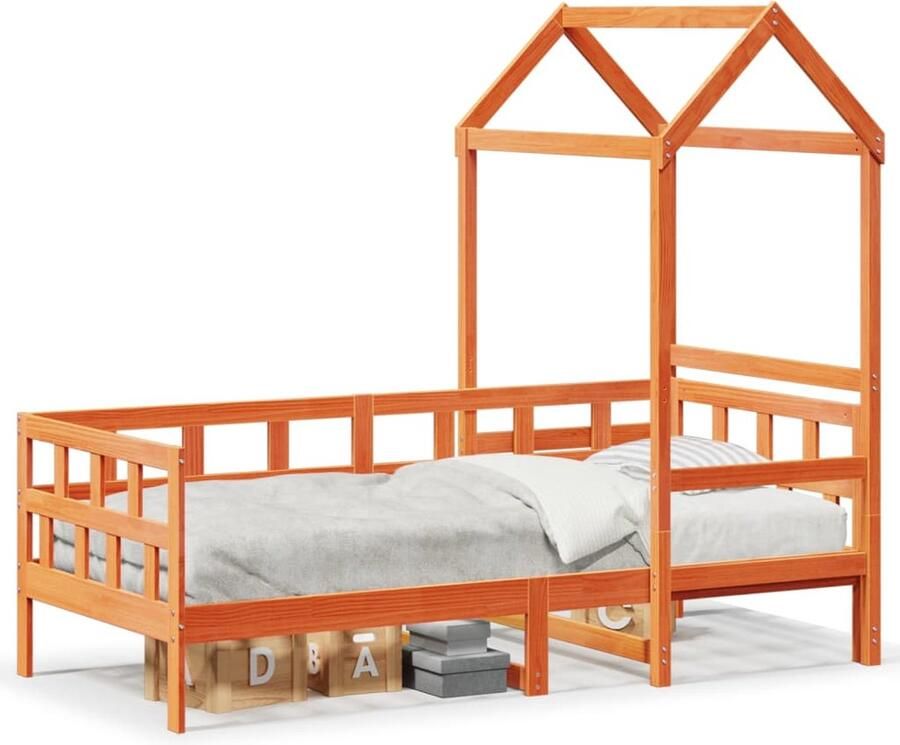 VidaXL Kinderbed met huisje massief grenenhout wasbruin 90x190 cm