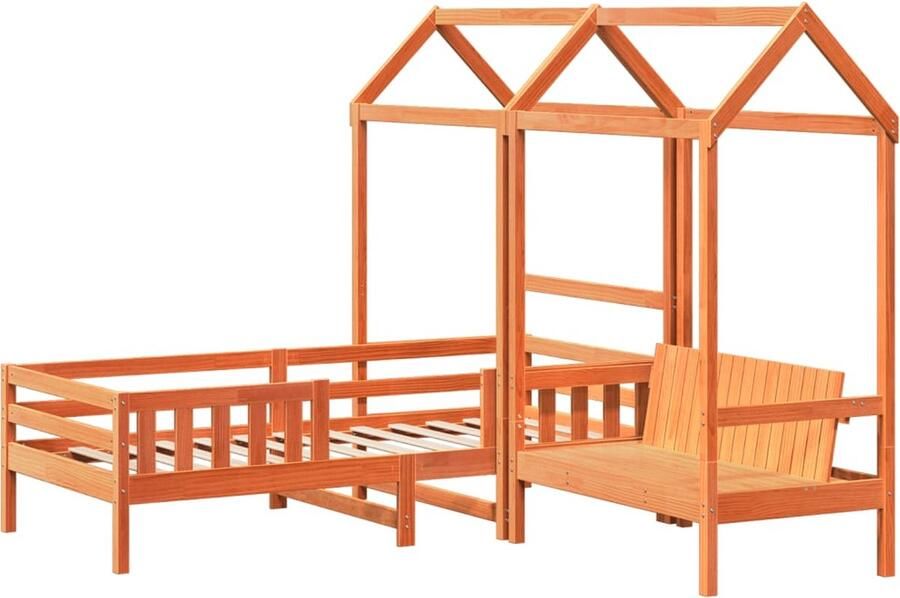 VidaXL Kinderbed met huisje massief grenenhout wasbruin 80x200 cm