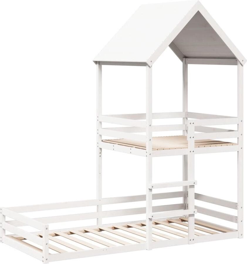 VidaXL Kinderbed met huisje massief grenenhout wit 80x200 cm