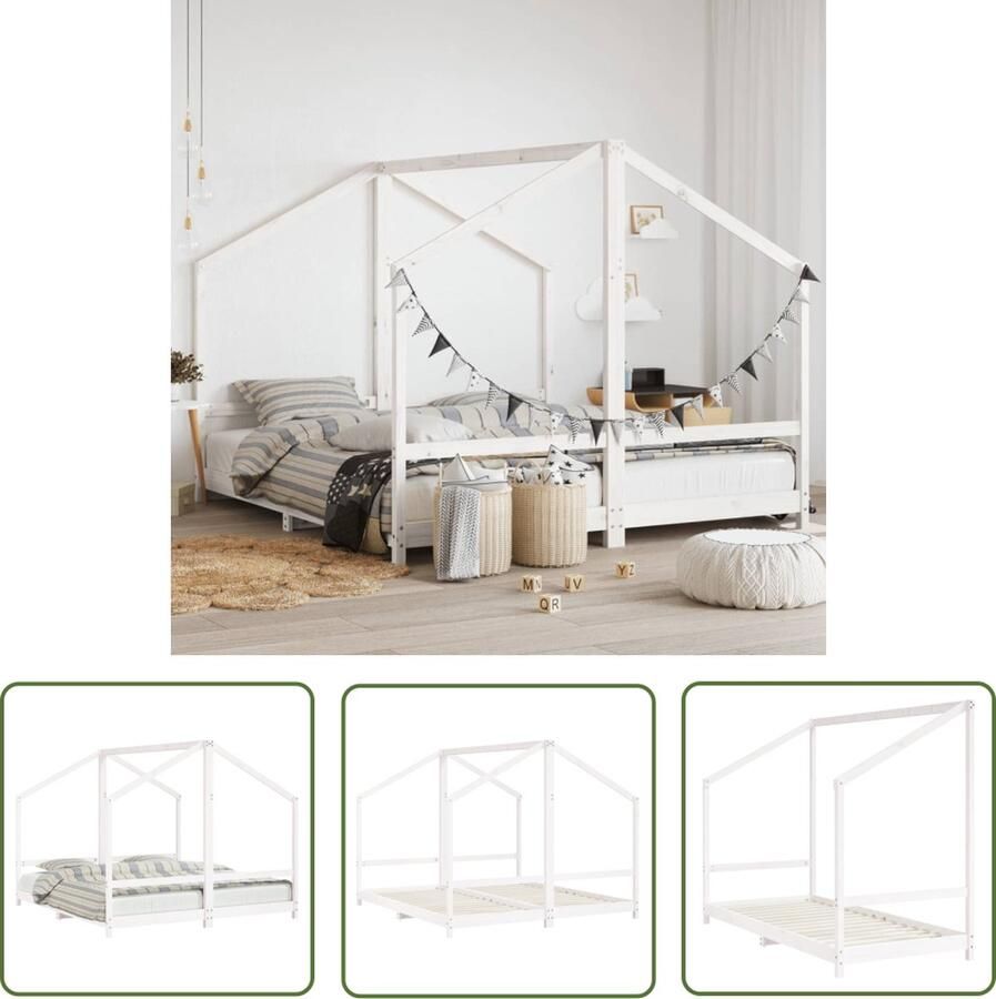 The Living Store Peuterbed Houten Bedframe Wit 205.5x191x158 cm Geschikt voor matras 90x200 cm Montage vereist Geschikt voor kinderen van 4 jaar en ouder Peuterbed Kinderbed Houten Bed Wit Bed Frame