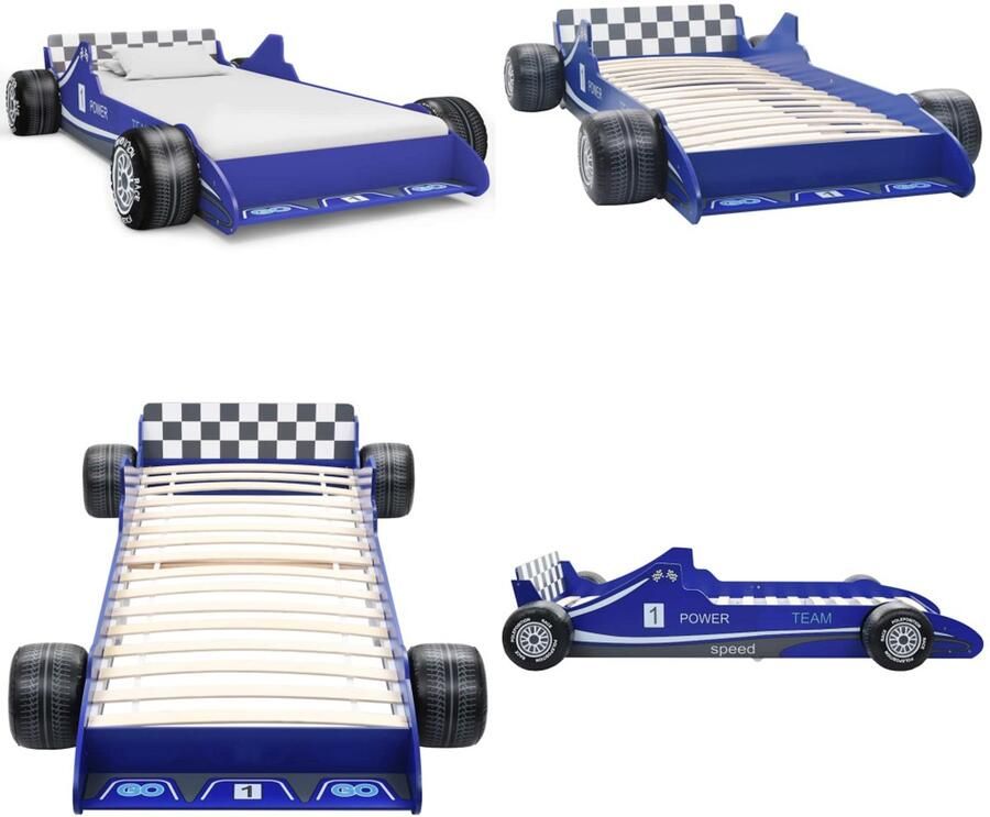 VidaXL Kinderbed raceauto blauw 90x200 cm Kinderbed Kinderbedden Bed Bedden