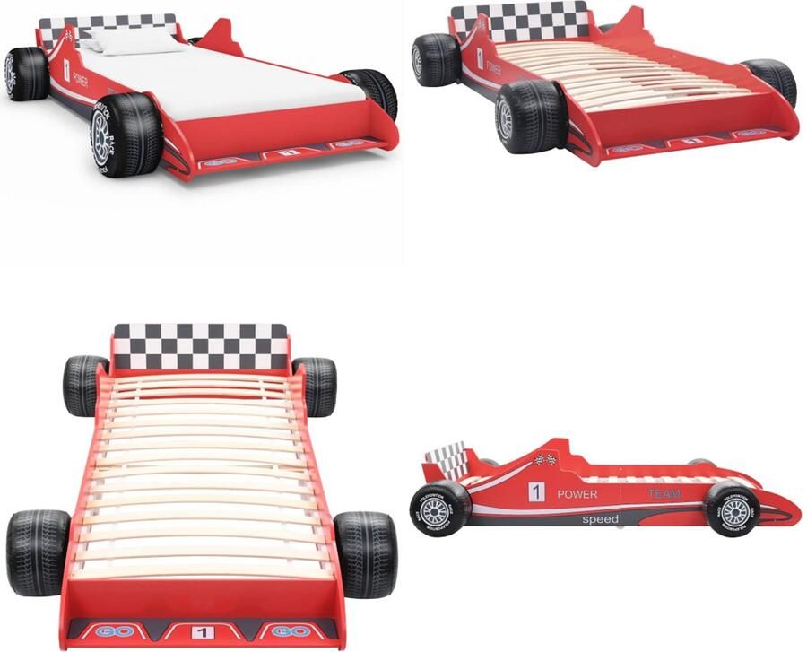 VidaXL Kinderbed raceauto rood 90x200 cm Kinderbed Kinderbedden Bed Bedden